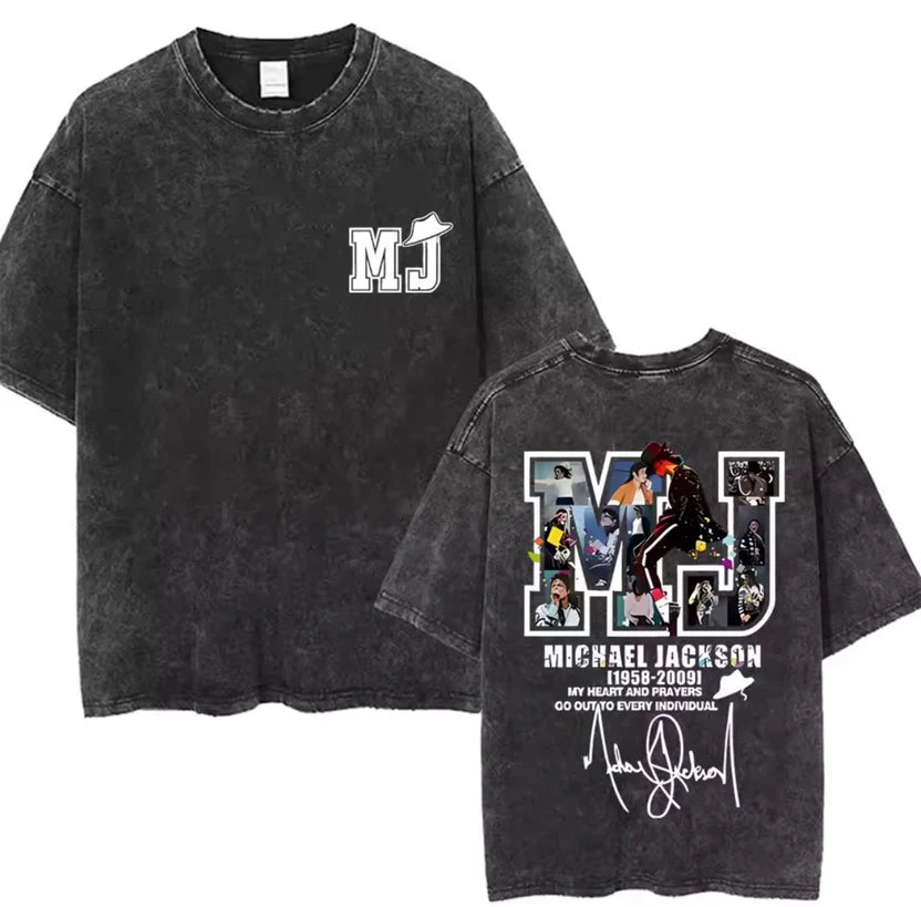MJ Monogram Photo Fill Tribute Graphic T-Shirt - Cotton Oversized Tee