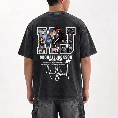 MJ Monogram Photo Fill Tribute Graphic T-Shirt - Cotton Oversized Tee