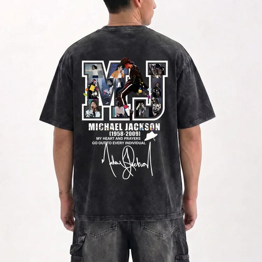 MJ Monogram Photo Fill Tribute Graphic T-Shirt - Cotton Oversized Tee